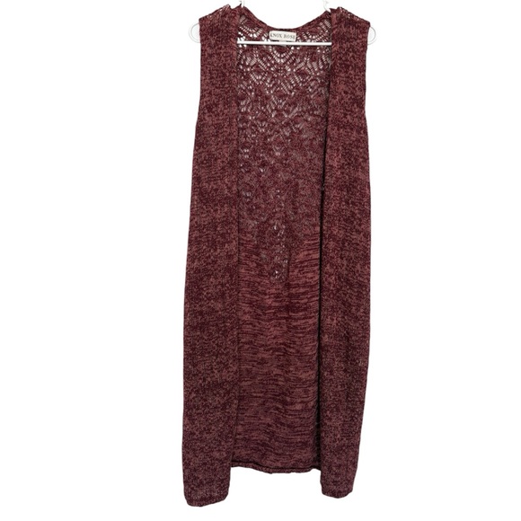 Knox Rose Sweaters - Knox Rose Pink Burgundy Knit Vest Long Cotton Boho Cottagecore Womens XL